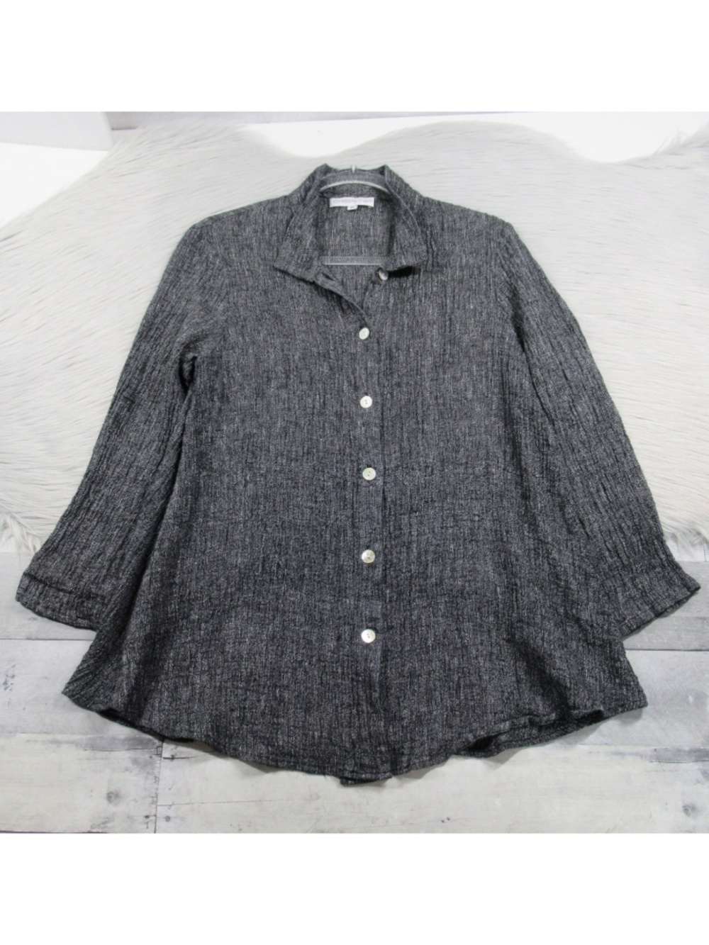Christopher Calvin Linen Blend Button Lightweight Relaxed Lagenlook Shirt Small